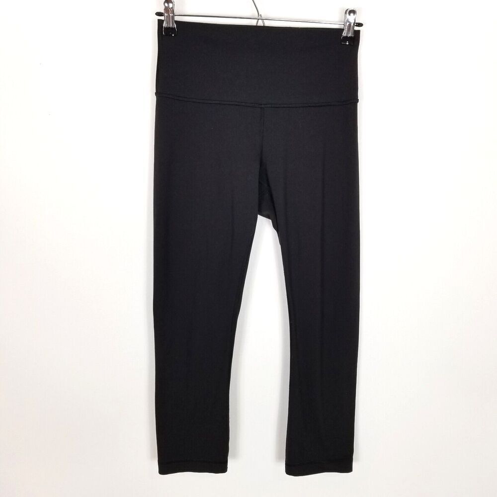 Lululemon Women Crop Legging Yoga Pants Sz 6 Black Mid Rise